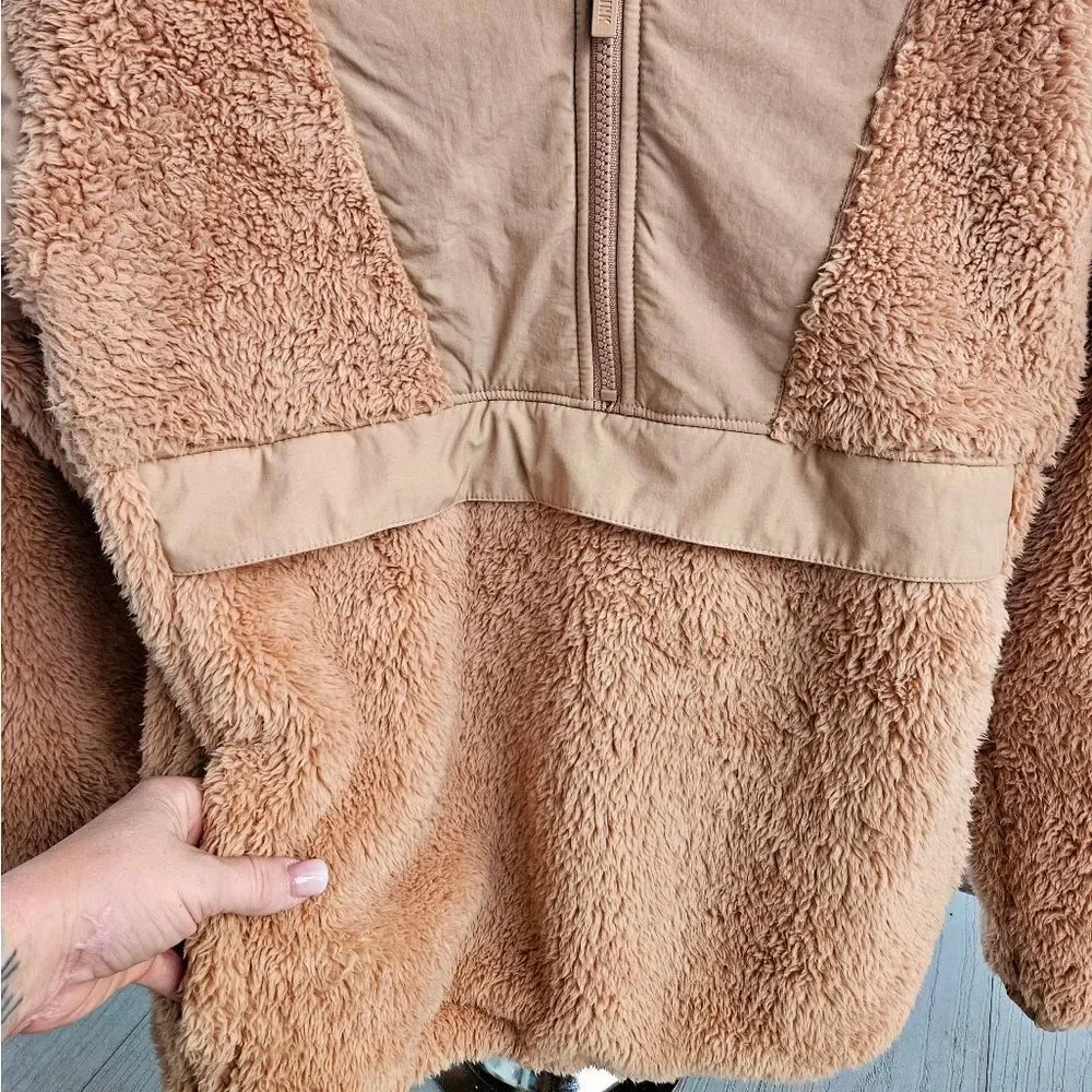 Victoria's Secret PINK COZY HALF ZIP TEDDY PULLOVER SHERPA TAN NEW MSRP $69.95